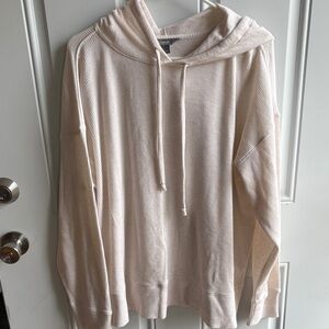 Natural Reflections Cream Lightweight Waffle-Knit Hoodie